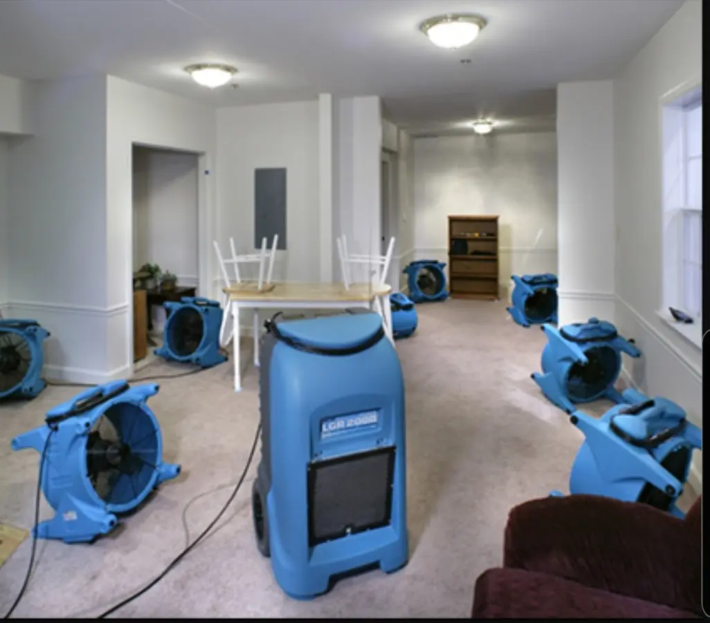 Air movers and dehumidifier setup for Water Extraction & Removal in Bensley