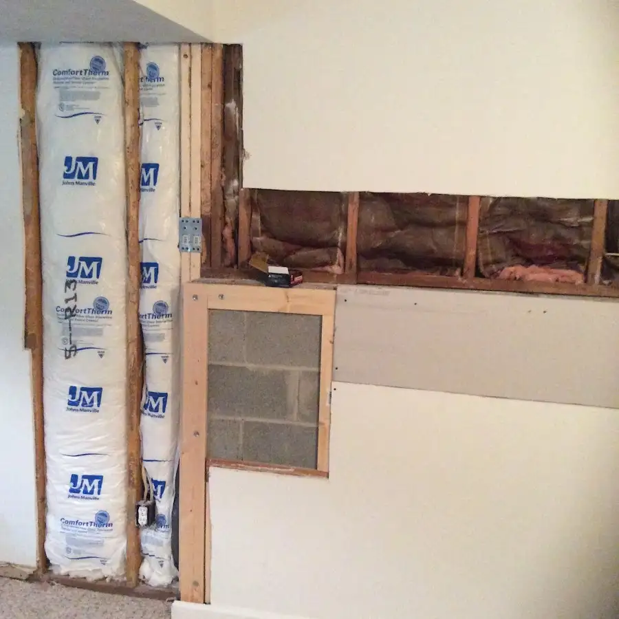 Wall insulation replacement during Basement Flood Cleanup in Bensley